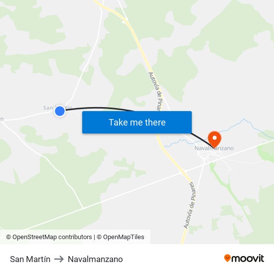 San Martín to Navalmanzano map