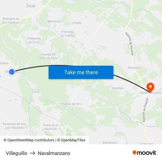 Villeguillo to Navalmanzano map