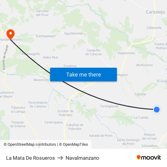 La Mata De Rosueros to Navalmanzano map