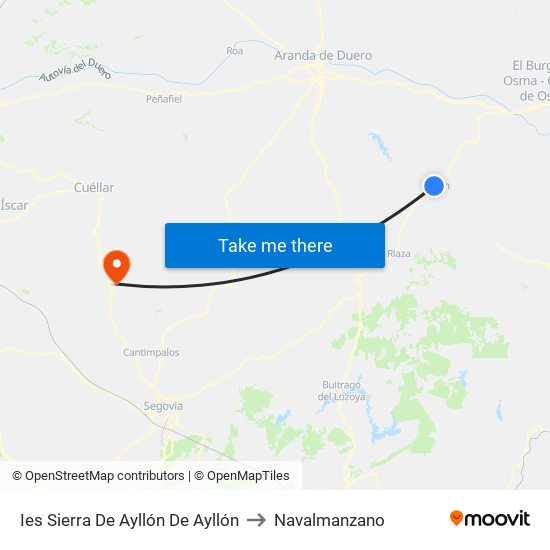 Ies Sierra De Ayllón De Ayllón to Navalmanzano map