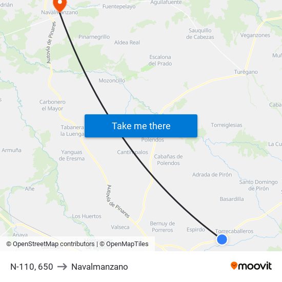 N-110, 650 to Navalmanzano map