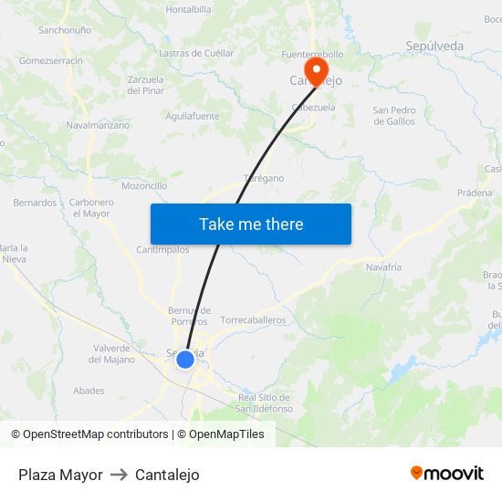 Plaza Mayor to Cantalejo map