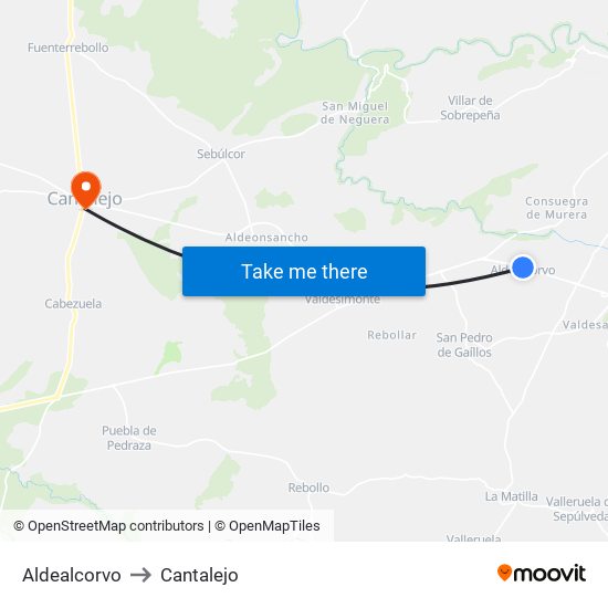 Aldealcorvo to Cantalejo map