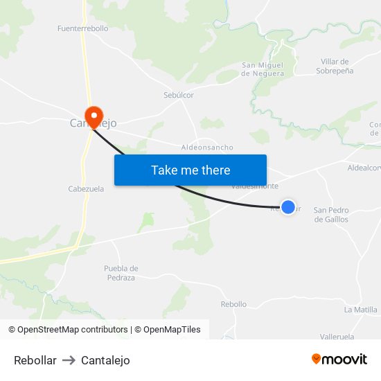 Rebollar to Cantalejo map
