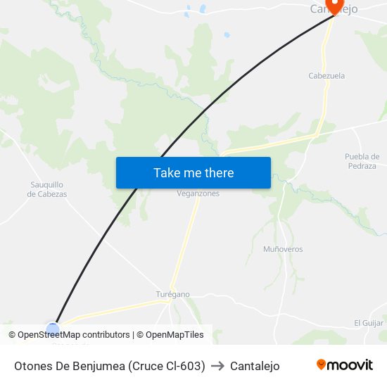 Otones De Benjumea (Cruce Cl-603) to Cantalejo map