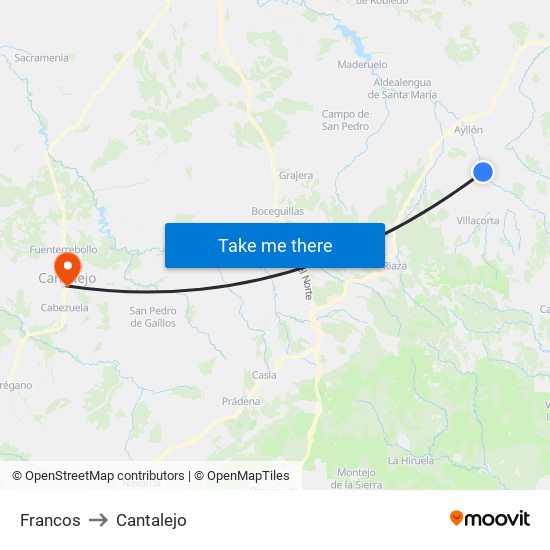 Francos to Cantalejo map