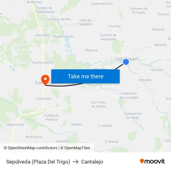 Sepúlveda (Plaza Del Trigo) to Cantalejo map