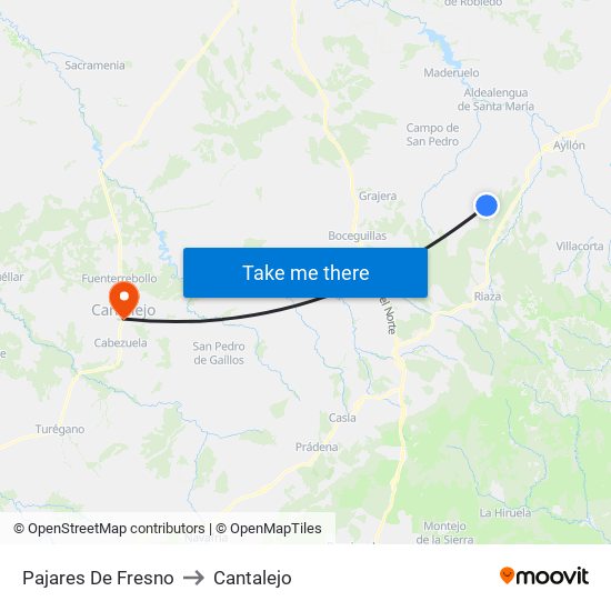 Pajares De Fresno to Cantalejo map