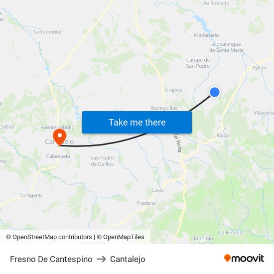Fresno De Cantespino to Cantalejo map