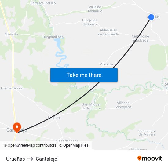 Urueñas to Cantalejo map