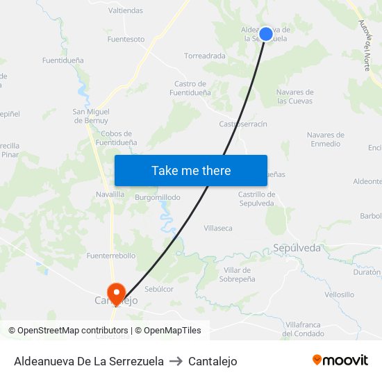 Aldeanueva De La Serrezuela to Cantalejo map