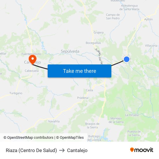 Riaza (Centro De Salud) to Cantalejo map