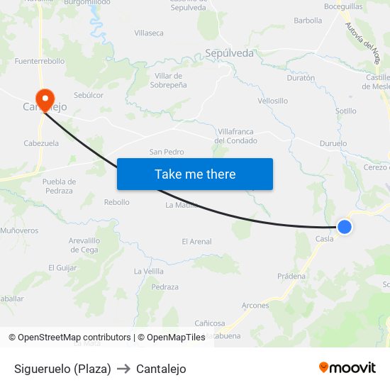 Sigueruelo (Plaza) to Cantalejo map
