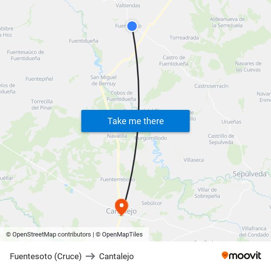 Fuentesoto (Cruce) to Cantalejo map