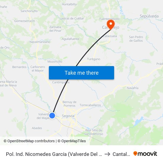 Pol. Ind. Nicomedes García (Valverde Del Majano) to Cantalejo map