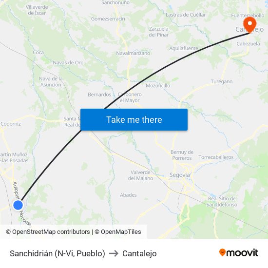 Sanchidrián (N-Vi, Pueblo) to Cantalejo map