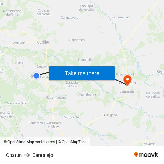Chatún to Cantalejo map