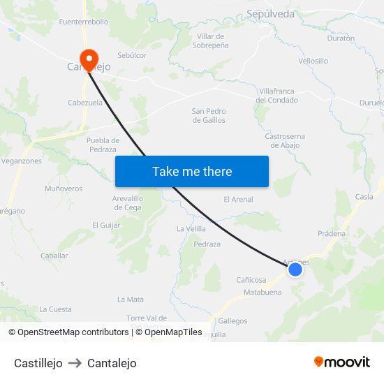 Castillejo to Cantalejo map