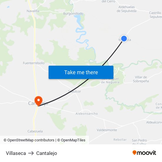 Villaseca to Cantalejo map