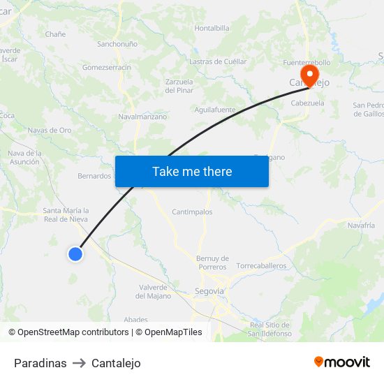 Paradinas to Cantalejo map