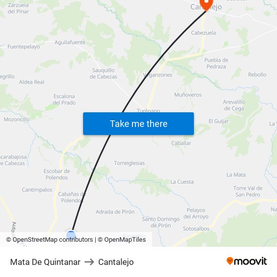 Mata De Quintanar to Cantalejo map