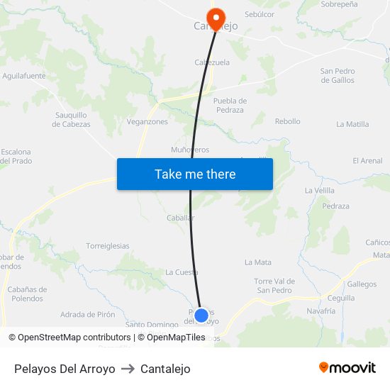 Pelayos Del Arroyo to Cantalejo map