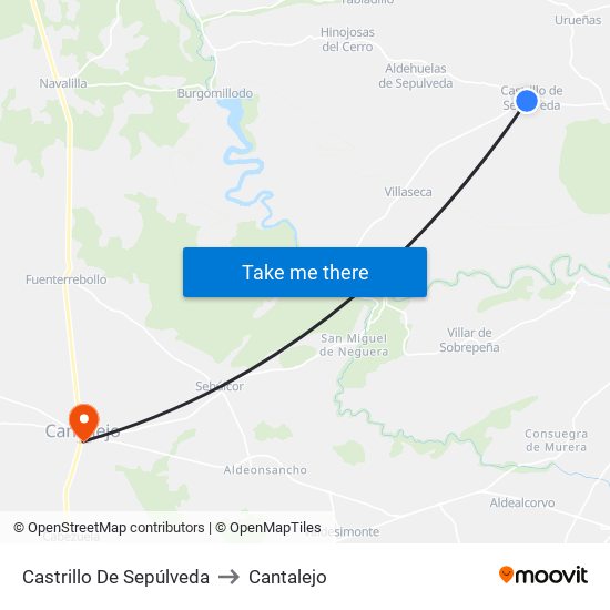 Castrillo De Sepúlveda to Cantalejo map