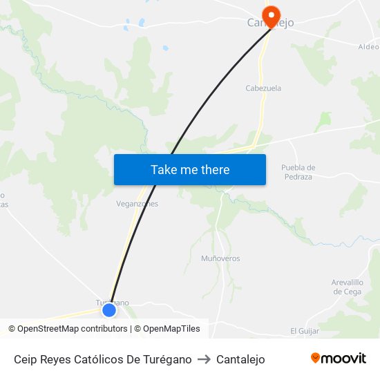 Ceip Reyes Católicos De Turégano to Cantalejo map