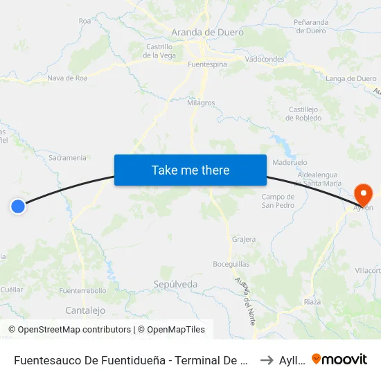 Fuentesauco De Fuentidueña - Terminal De Autobuses to Ayllón map
