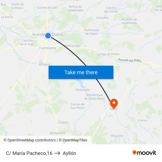 C/ María Pacheco,16 to Ayllón map