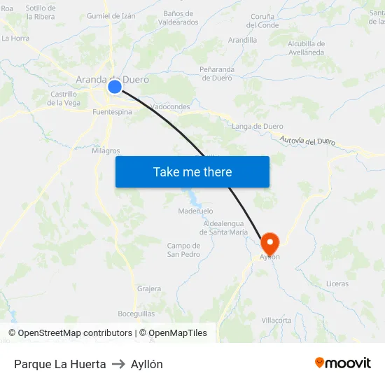 Parque La Huerta to Ayllón map