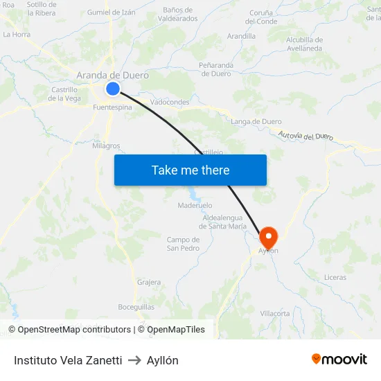 Instituto Vela Zanetti to Ayllón map