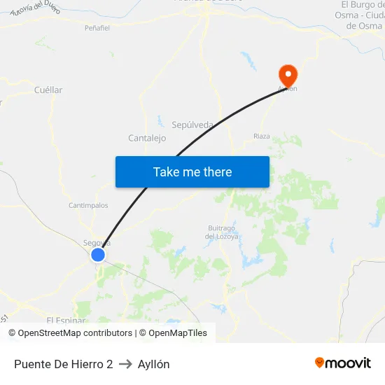 Puente De Hierro 2 to Ayllón map