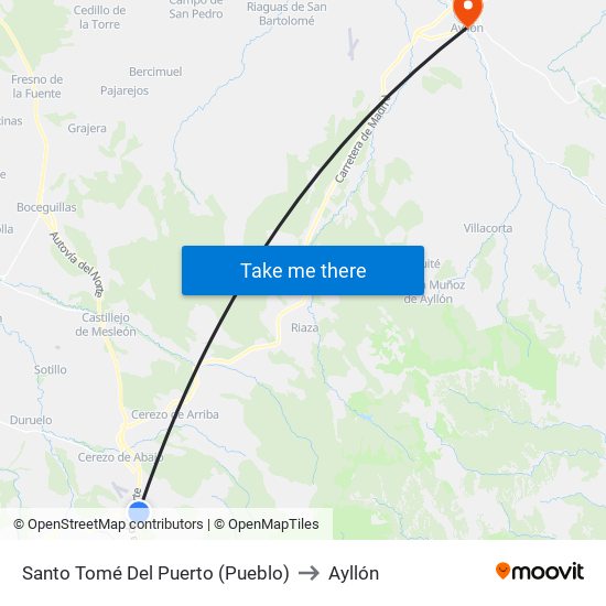 Santo Tomé Del Puerto (Pueblo) to Ayllón map