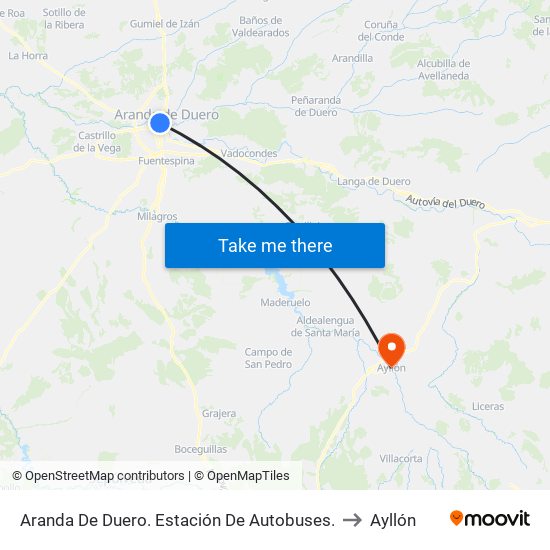 Aranda De Duero. Estación De Autobuses. to Ayllón map