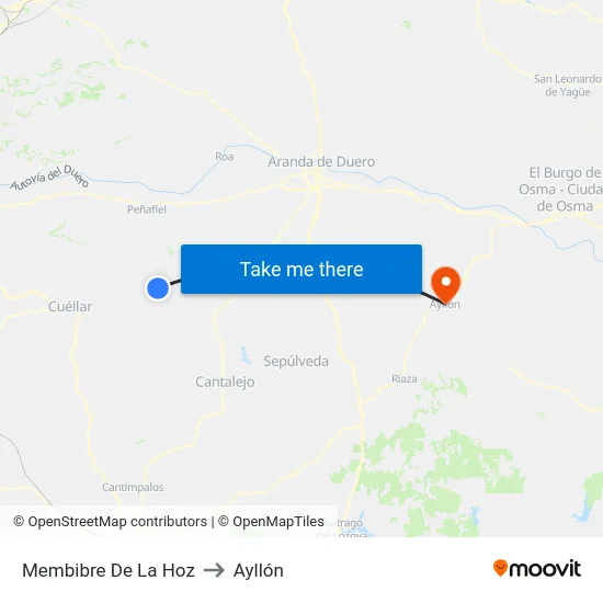 Membibre De La Hoz to Ayllón map