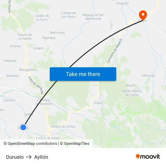 Duruelo to Ayllón map
