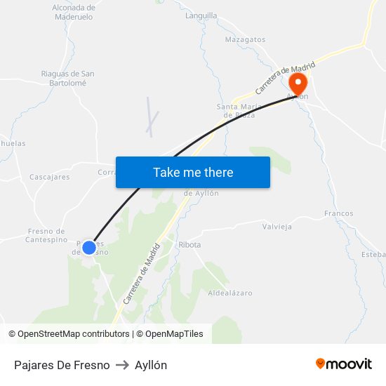 Pajares De Fresno to Ayllón map