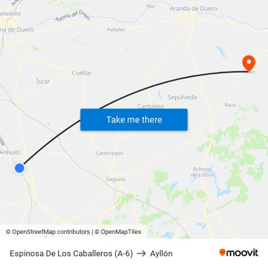 Espinosa De Los Caballeros (A-6) to Ayllón map