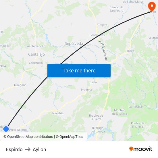 Espirdo to Ayllón map