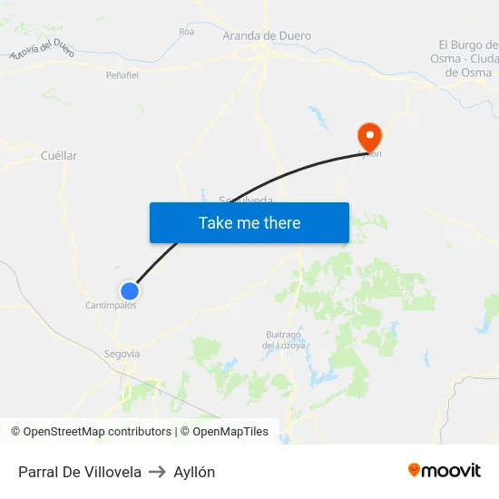 Parral De Villovela to Ayllón map