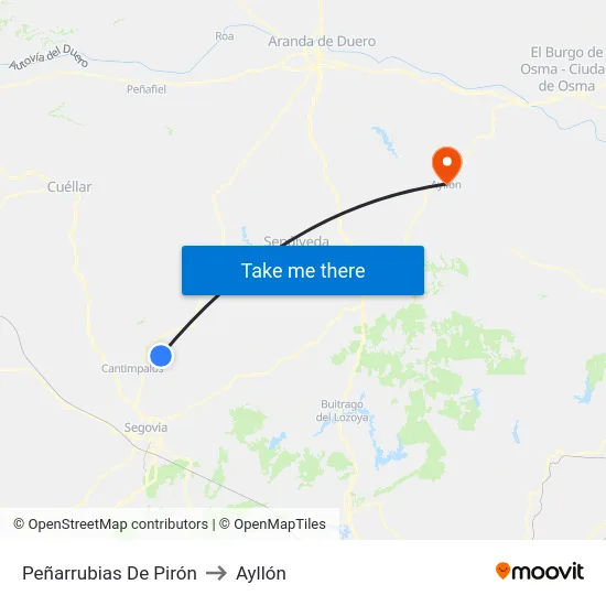 Peñarrubias De Pirón to Ayllón map