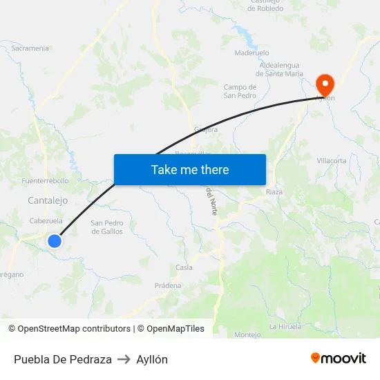 Puebla De Pedraza to Ayllón map