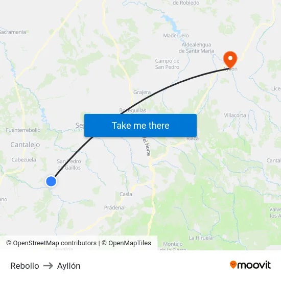 Rebollo to Ayllón map