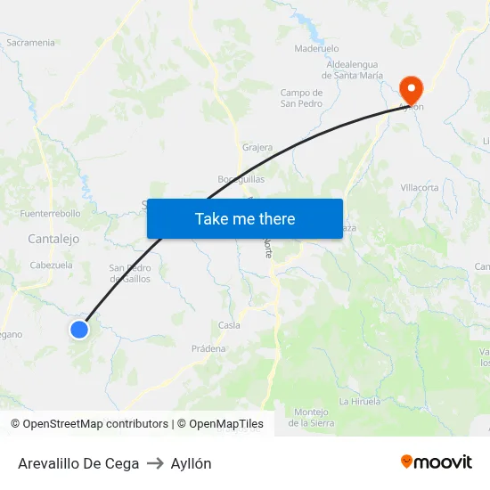 Arevalillo De Cega to Ayllón map