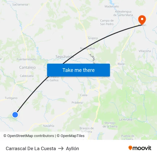 Carrascal De La Cuesta to Ayllón map