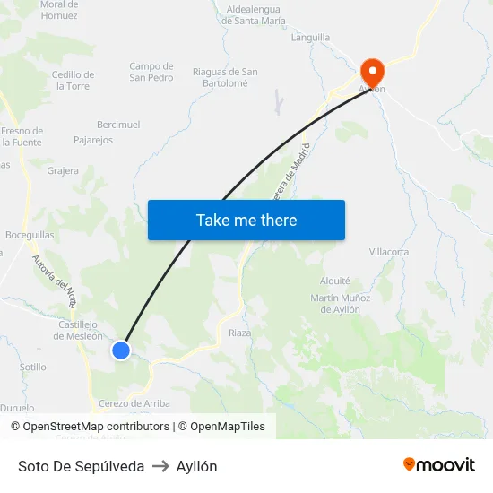 Soto De Sepúlveda to Ayllón map