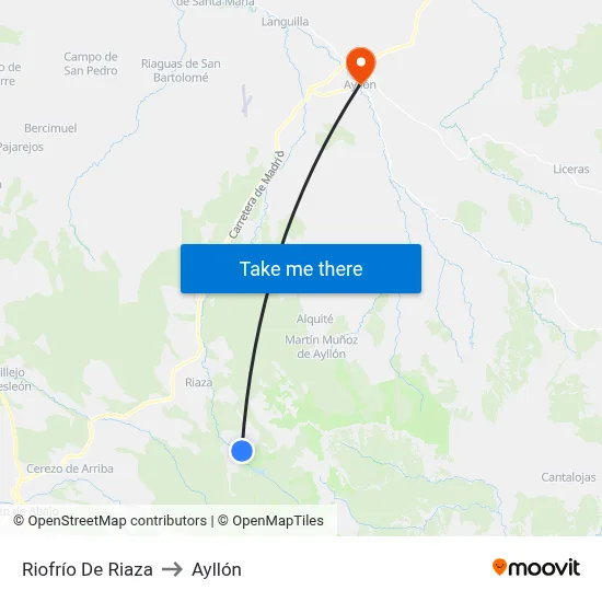 Riofrío De Riaza to Ayllón map