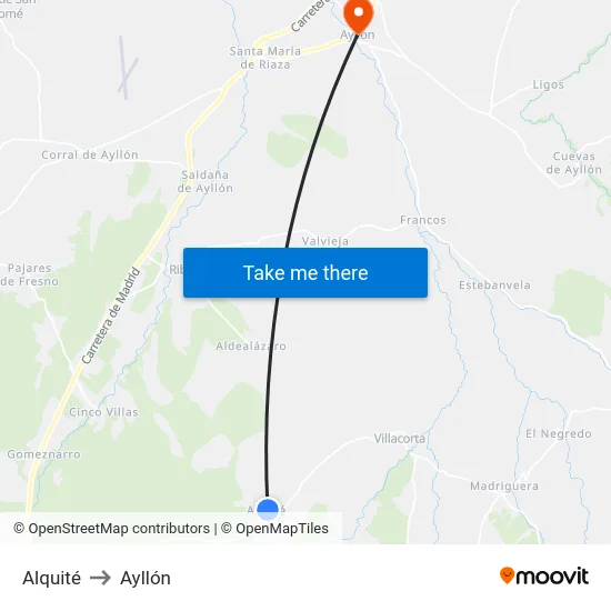 Alquité to Ayllón map
