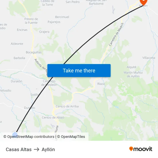 Casas Altas to Ayllón map
